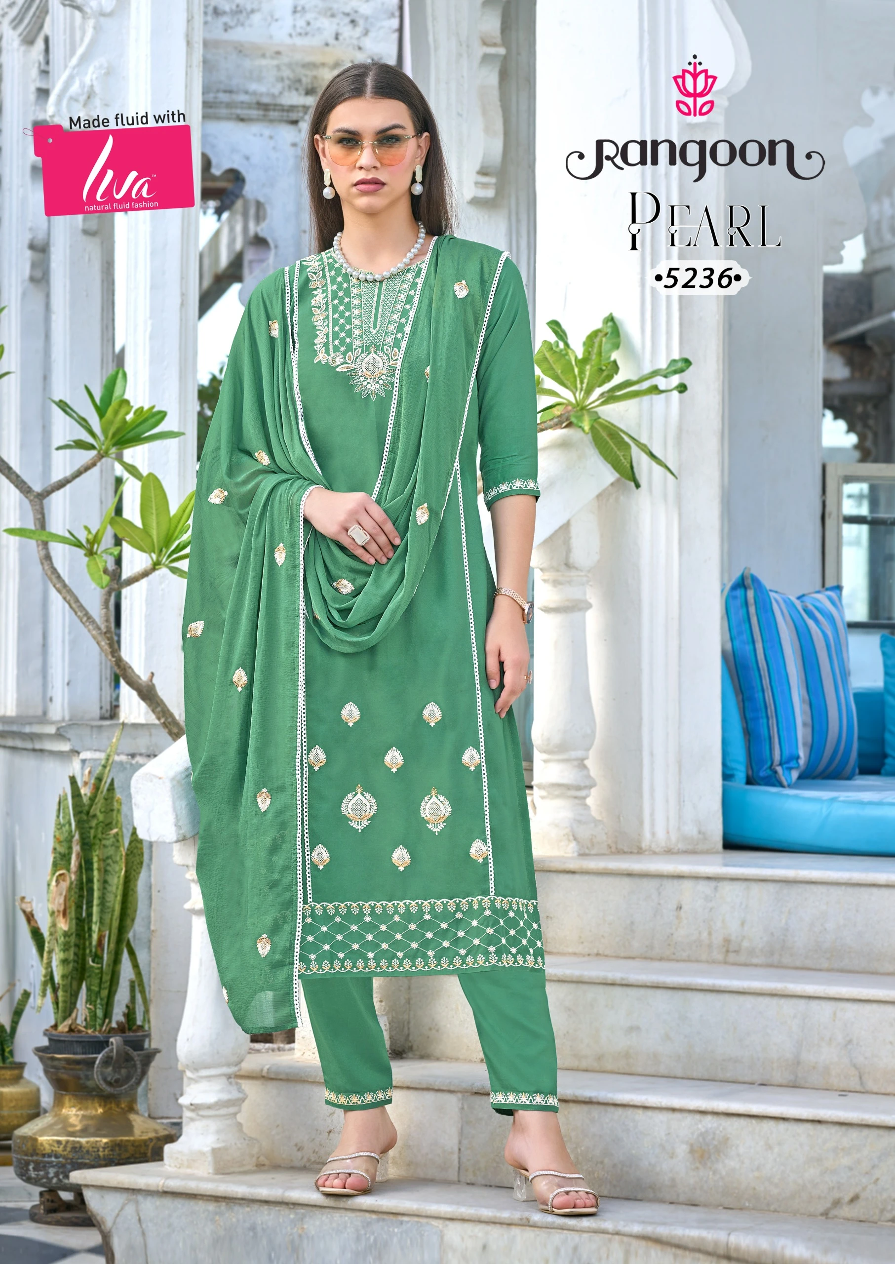 Rangoon Pearl Viscos Rayon Wholesale Readymade Salwar Suit Catalog — Wholesale Salwar Suits, Rangoon wholesale from Surat — view 5